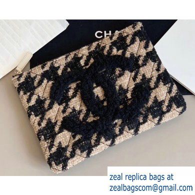 Chanel Tweed Pouch Clutch Bag AP0803 Apricot 2019