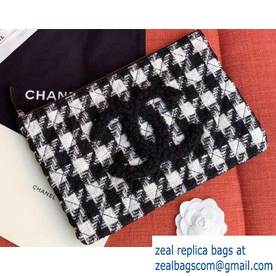 Chanel Tweed Pouch Clutch Bag AP0803 Black 2019