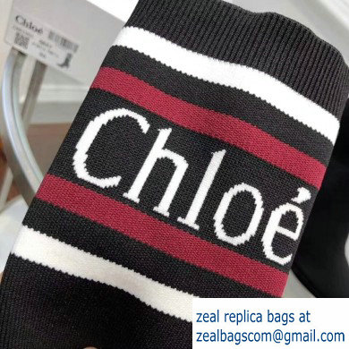 Chloe Tracy Stripe Logo Knit Sock Boots Black 2019 - Click Image to Close