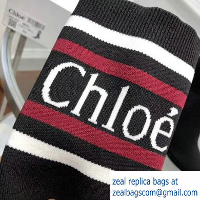 Chloe Tracy Stripe Logo Knit Sock Boots Black 2019