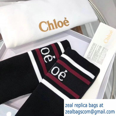 Chloe Tracy Stripe Logo Knit Sock Boots Black 2019