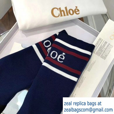 Chloe Tracy Stripe Logo Knit Sock Boots Blue 2019