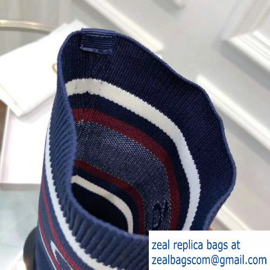 Chloe Tracy Stripe Logo Knit Sock Boots Blue 2019 - Click Image to Close