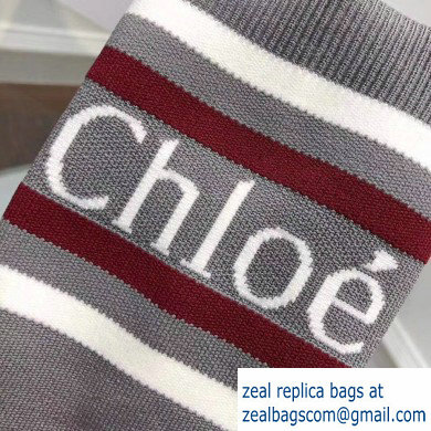 Chloe Tracy Stripe Logo Knit Sock Boots Gray 2019 - Click Image to Close
