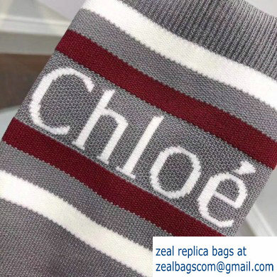 Chloe Tracy Stripe Logo Knit Sock Boots Gray 2019