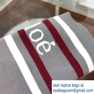Chloe Tracy Stripe Logo Knit Sock Boots Gray 2019
