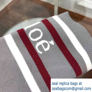 Chloe Tracy Stripe Logo Knit Sock Boots Gray 2019 - Click Image to Close