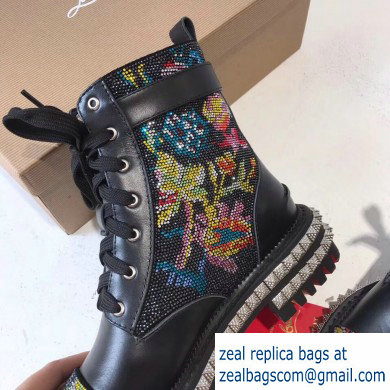 Christian Louboutin King St Combat Boots Black/Flowers 2019