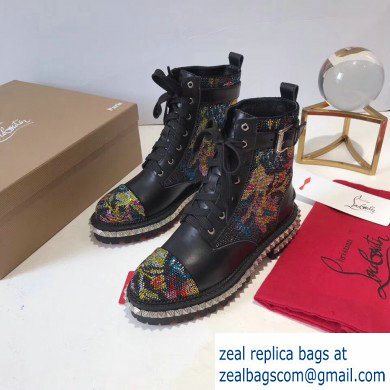 Christian Louboutin King St Combat Boots Black/Flowers 2019