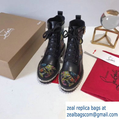 Christian Louboutin King St Combat Boots Black/Flowers 2019 - Click Image to Close