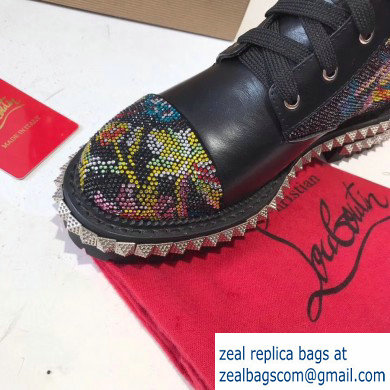 Christian Louboutin King St Combat Boots Black/Flowers 2019 - Click Image to Close