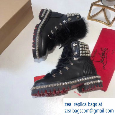 Christian Louboutin King St Combat Boots Black/Hair 2019