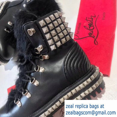 Christian Louboutin King St Combat Boots Black/Hair 2019