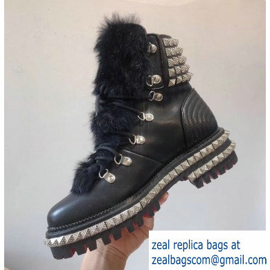 Christian Louboutin King St Combat Boots Black/Hair 2019