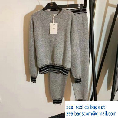 DIOR KNITTED SWEATER AND PANTS GRAY 2019