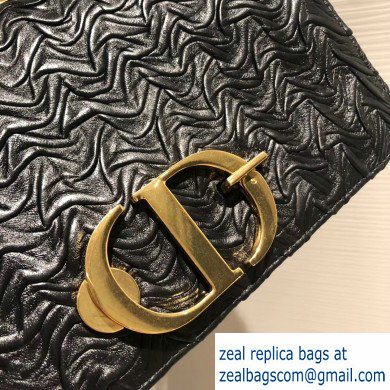 Dior 30 Montaigne Flap Bag In Crinkled Lambskin Black 2019