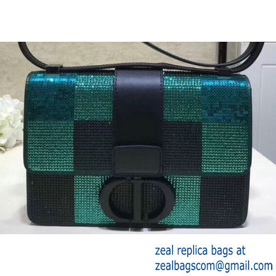 Dior 30 Montaigne Flap Bag with Sequins Check Green 2019 - Click Image to Close