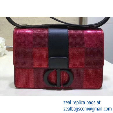 Dior 30 Montaigne Flap Bag with Sequins Check Red 2019 - Click Image to Close