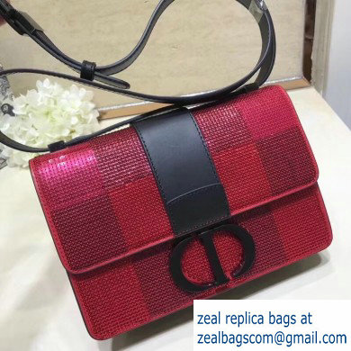 Dior 30 Montaigne Flap Bag with Sequins Check Red 2019 - Click Image to Close