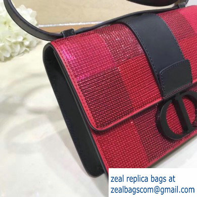 Dior 30 Montaigne Flap Bag with Sequins Check Red 2019 - Click Image to Close