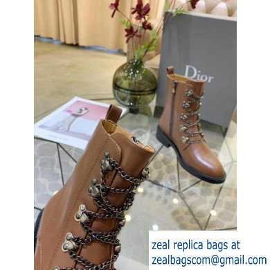 Dior Chain Lace Boots Brown 2019