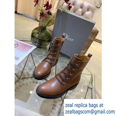 Dior Chain Lace Boots Brown 2019