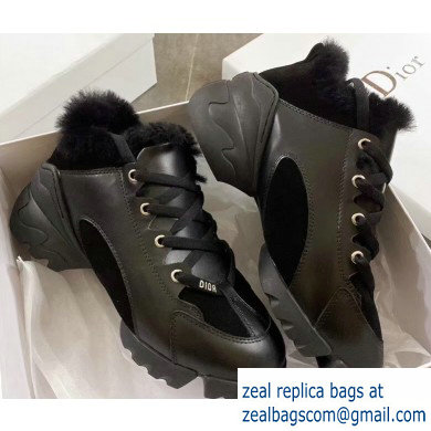 Dior D-Connect Shearling Sneakers Black 2019 - Click Image to Close