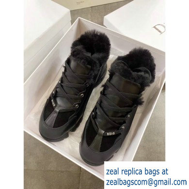 Dior D-Connect Shearling Sneakers Black 2019 - Click Image to Close