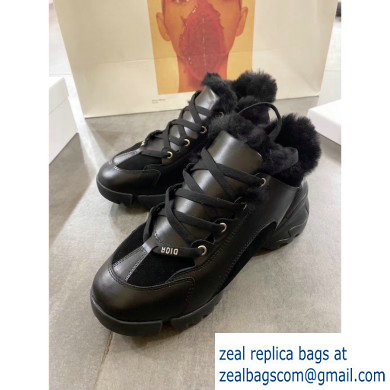 Dior D-Connect Shearling Sneakers Black 2019