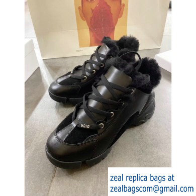 Dior D-Connect Shearling Sneakers Black 2019 - Click Image to Close