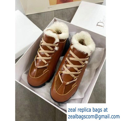 Dior D-Connect Shearling Sneakers Brown 2019