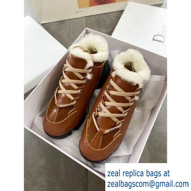 Dior D-Connect Shearling Sneakers Brown 2019 - Click Image to Close