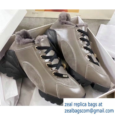 Dior D-Connect Shearling Sneakers Gray 2019