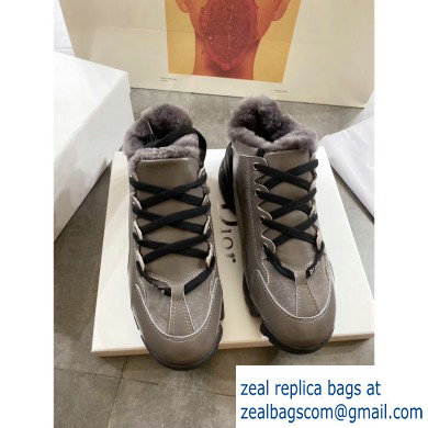 Dior D-Connect Shearling Sneakers Gray 2019 - Click Image to Close