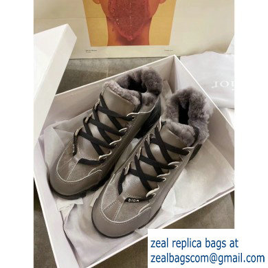 Dior D-Connect Shearling Sneakers Gray 2019 - Click Image to Close