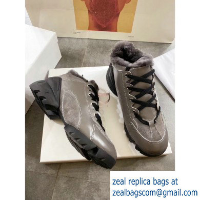 Dior D-Connect Shearling Sneakers Gray 2019 - Click Image to Close
