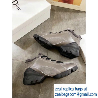 Dior D-Connect Shearling Sneakers Gray 2019