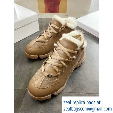 Dior D-Connect Shearling Sneakers Nude 2019 - Click Image to Close