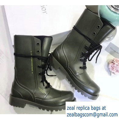 Dior Diorcamp Low Boots in Shiny Rubber Army Green 2019