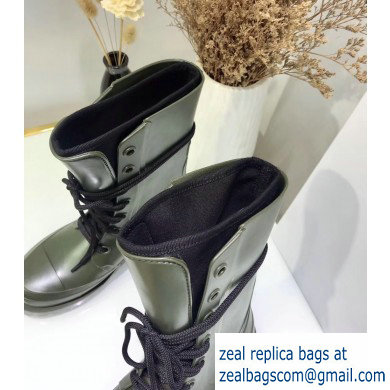 Dior Diorcamp Low Boots in Shiny Rubber Army Green 2019