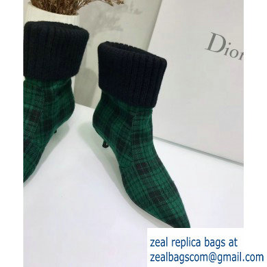 Dior Heel 3.5cm Beat Low Boots in Tartan Fabric Black/Green 2019 - Click Image to Close