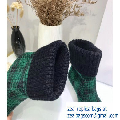 Dior Heel 3.5cm Beat Low Boots in Tartan Fabric Black/Green 2019