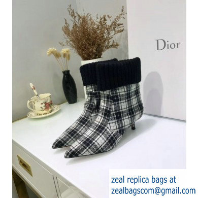 Dior Heel 3.5cm Beat Low Boots in Tartan Fabric Black/White 2019 - Click Image to Close
