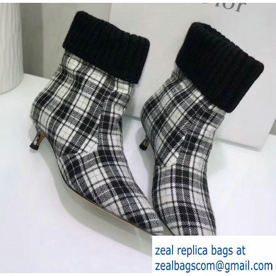 Dior Heel 3.5cm Beat Low Boots in Tartan Fabric Black/White 2019 - Click Image to Close