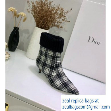 Dior Heel 3.5cm Beat Low Boots in Tartan Fabric Black/White 2019 - Click Image to Close