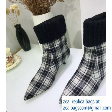 Dior Heel 3.5cm Beat Low Boots in Tartan Fabric Black/White 2019 - Click Image to Close