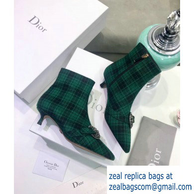 Dior Heel 3.5cm Gang Low Boots in Tartan Fabric Black/Green 2019 - Click Image to Close