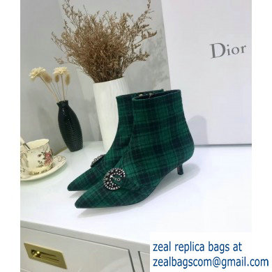 Dior Heel 3.5cm Gang Low Boots in Tartan Fabric Black/Green 2019 - Click Image to Close
