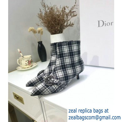 Dior Heel 3.5cm Gang Low Boots in Tartan Fabric Black/White 2019 - Click Image to Close