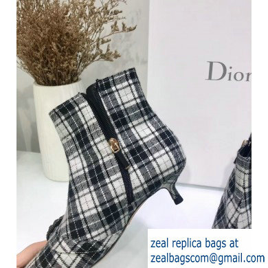 Dior Heel 3.5cm Gang Low Boots in Tartan Fabric Black/White 2019 - Click Image to Close